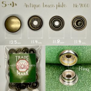 【HASI HATO】Ring Snaps (S/ No.7060)  Antique Brass Plate