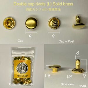 【Peacock】Double Cap Rivets (L/ 9mm) Solid Brass