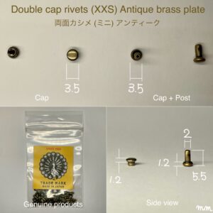 【Peacock】Double Cap Rivets (XXS/ 3.5mm) Antique Brass Plate