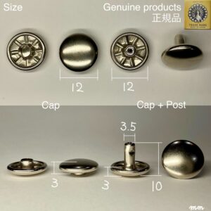 【Peacock】Double Cap Rivets (XL/ 12mm) Nickel Plate