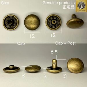 【Peacock】Double Cap Rivets (XL/ 12mm) Antique Brass Plate