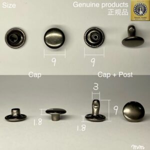 【Peacock】Double Cap Rivets (L/ 9mm) Gunmetal Plate