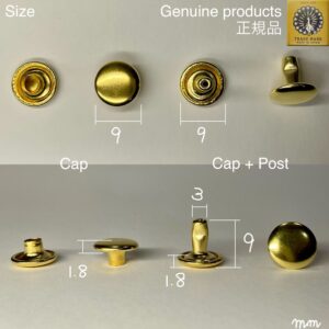 【Peacock】Double Cap Rivets (L/ 9mm) Solid Brass