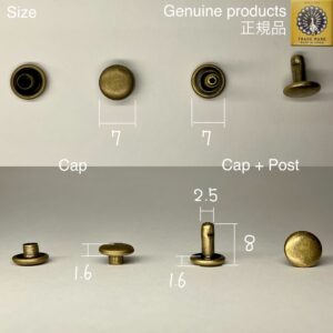 【Peacock】Double Cap Rivets (M/ 7mm) Antique Brass Plate
