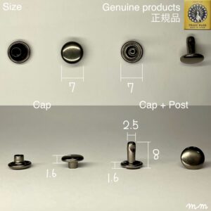 【Peacock】Double Cap Rivets (M/ 7mm) Gunmetal Plate