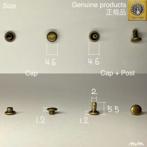 【Peacock】Double Cap Rivets (XS/ 4.6mm) Antique Brass Plate