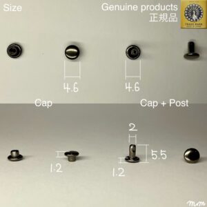 【Peacock】Double Cap Rivets (XS/ 4.6mm) Gunmetal Plate