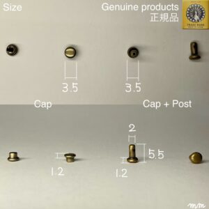 【Peacock】Double Cap Rivets (XXS/ 3.5mm) Antique Brass Plate