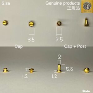 【Peacock】Double Cap Rivets (XXS/ 3.5mm) Solid Brass