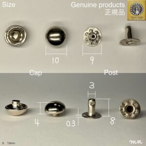 【Peacock】Domed Rivets (M/ 10mm) Nickel Plate