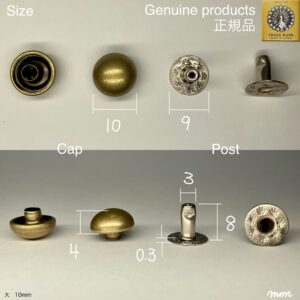 【Peacock】Domed Rivets (M/ 10mm) Antique Brass Plate