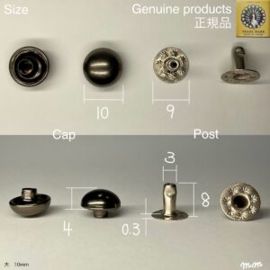 【Peacock】Domed Rivets (M/ 10mm) Gunmetal Plate