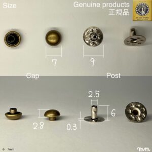 【Peacock】Domed Rivets (S/ 7mm) Antique Brass Plate