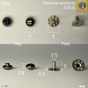 【Peacock】Domed Rivets (S/ 7mm) Gunmetal Plate
