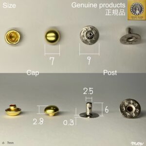 【Peacock】Domed Rivets (S/ 7mm) Solid Brass