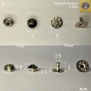 【Peacock】丸ピラミッドカシメ (小/ 7mm) ニッケルメッキ