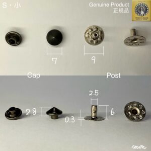 【Peacock】丸ピラミッドカシメ (小/ 7mm) 黒ニッケル