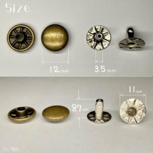 【Peacock】Single Cap Rivets (XL/ 12mm) Antique Brass Plate