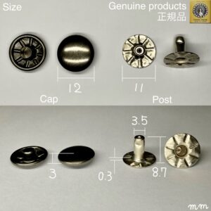 Single Cap Rivets (XL/ 12mm) Gunmetal Plate【Peacock】