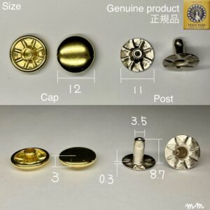 【Peacock】Single Cap Rivets (XL/ 12mm) Solid Brass