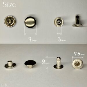 【Peacock】Single Cap Rivets (L/ 9mm) Nickel Plate