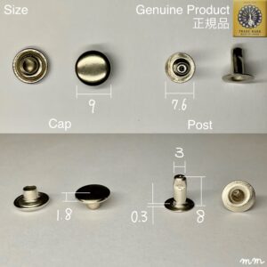 【Peacock】Single Cap Rivets (L/ 9mm) Nickel Plate