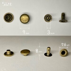 【Peacock】Single Cap Rivets (L/ 9mm) Antique Brass Plate