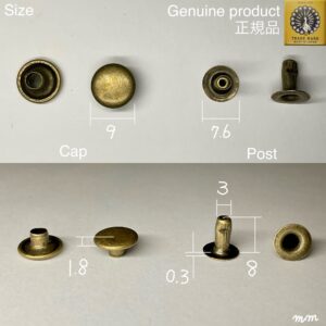 【Peacock】Single Cap Rivets (L/ 9mm) Antique Brass Plate
