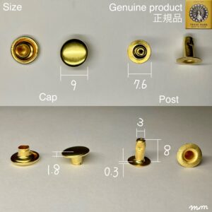 【Peacock】Single Cap Rivets (L/ 9mm) Solid Brass