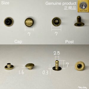 【Peacock】Single Cap Rivets (M/ 7mm) Antique Brass Plate