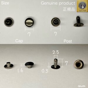 【Peacock】Single Cap Rivets (M/ 7mm) Gunmetal Plate
