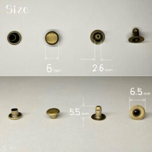 【Peacock】Single Cap Rivets (S/ 6mm) Antique Brass Plate