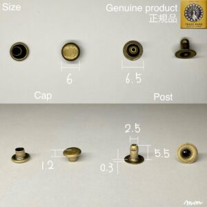 【Peacock】Single Cap Rivets (S/ 6mm) Antique Brass Plate