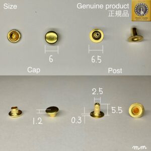 【Peacock】Single Cap Rivets (S/ 6mm) Solid Brass
