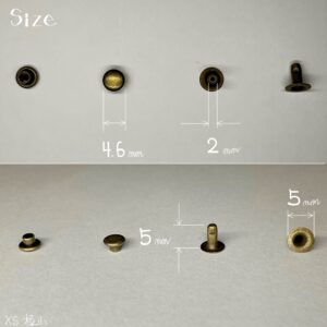 【Peacock】Single Cap Rivets (XS/ 4.6mm) Antique Brass Plate