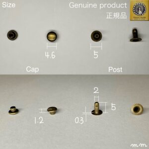 【Peacock】Single Cap Rivets (XS/ 4.6mm) Antique Brass Plate
