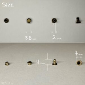 【Peacock】Single Cap Rivets (XXS/ 3.5mm) Antique Brass Plate