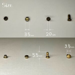 【Peacock】Double Cap Rivets (XXS/ 3.5mm) Antique Brass Plate