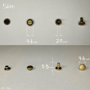 【Peacock】Double Cap Rivets (XS/ 4.6mm) Antique Brass Plate