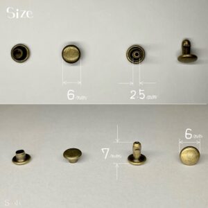 【Peacock】Double Cap Rivets (S/ 6mm) Antique Brass Plate