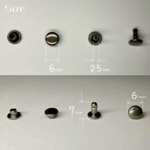 【Peacock】Double Cap Rivets (S/ 6mm) Gunmetal Plate