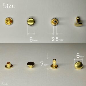 【Peacock】Double Cap Rivets (S/ 6mm) Solid Brass