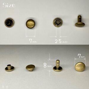 【Peacock】Double Cap Rivets (M/ 7mm) Antique Brass Plate