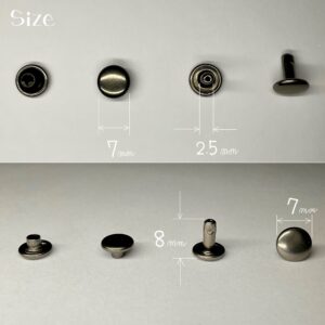 【Peacock】Double Cap Rivets (M/ 7mm) Gunmetal Plate