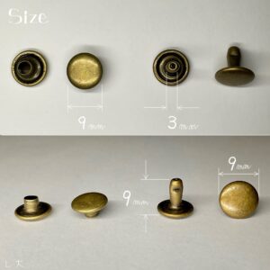 【Peacock】Double Cap Rivets (L/ 9mm) Antique Brass Plate