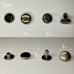 【Peacock】Double Cap Rivets (L/ 9mm) Gunmetal Plate