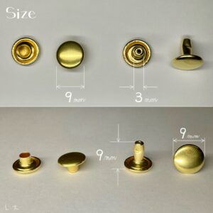 【Peacock】Double Cap Rivets (L/ 9mm) Solid Brass