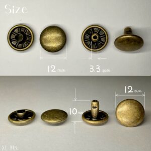 【Peacock】Double Cap Rivets (XL/ 12mm) Antique Brass Plate