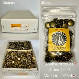 【Peacock】Double Cap Rivets (XL/ 12mm) Antique Brass Plate