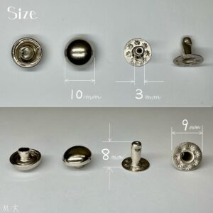 【Peacock】Domed Rivets (M/ 10mm) Nickel Plate